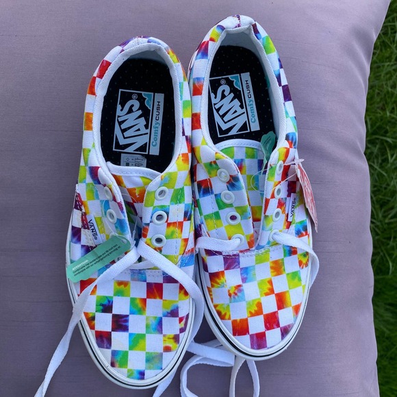 NWT Vans ComfyCush Era Tie-Dye Checker Rainbow Skate Sneaker Shoe M4.5/W6 721356 - Picture 7 of 12